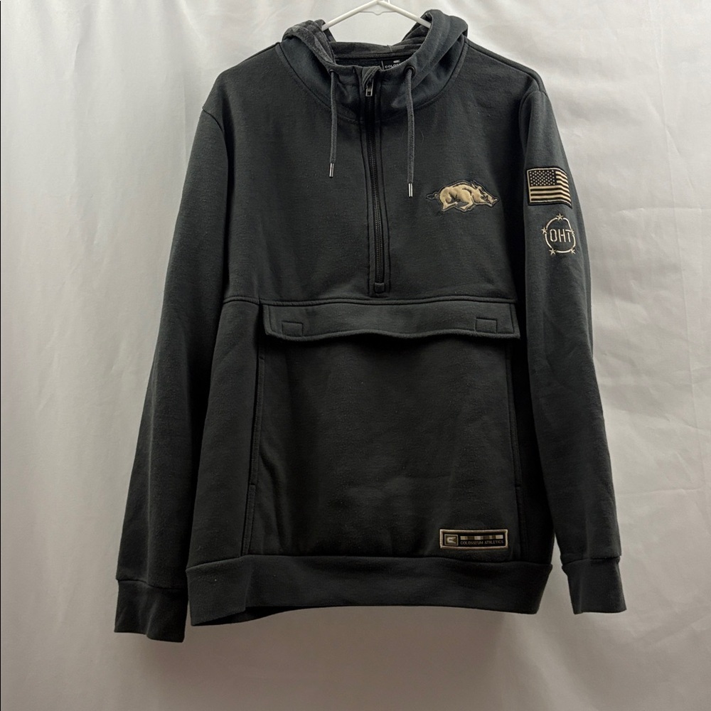 Arkansas Razorbacks Colosseum Athletics Salute To Service Hoodie Men’s Sz L Gray - Picture 10 of 10